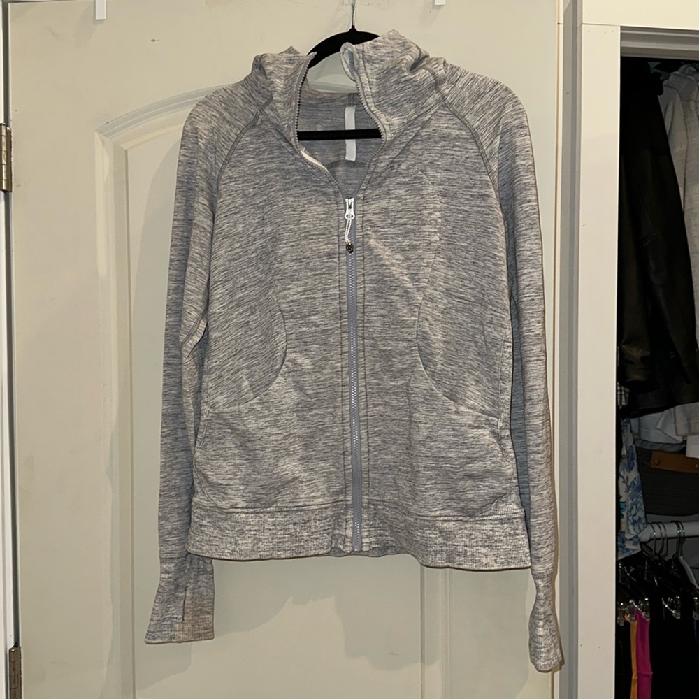 Lululemon Full Zip Gray Hooded Sweatshirt, Size Large, FREE SHIPPING